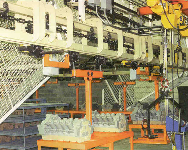 assembly line moving engine blocks